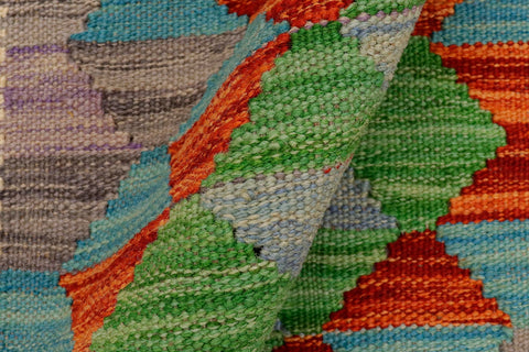 handmade Geometric Kilim Beige Blue Hand-Woven RECTANGLE 100% WOOL area rug 2' x 3'