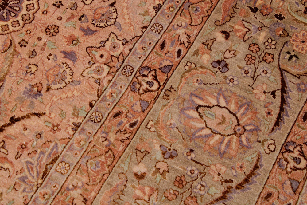 handmade Transitional Qaseem Bond Tan Lt. Green Hand Knotted RECTANGLE 100% WOOL area rug 9x12