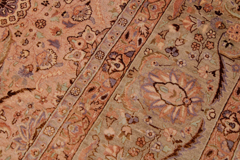 handmade Transitional Qaseem Bond Tan Lt. Green Hand Knotted RECTANGLE 100% WOOL area rug 9x12
