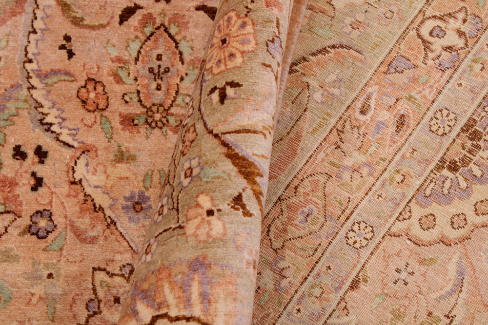handmade Transitional Qaseem Bond Tan Lt. Green Hand Knotted RECTANGLE 100% WOOL area rug 9x12