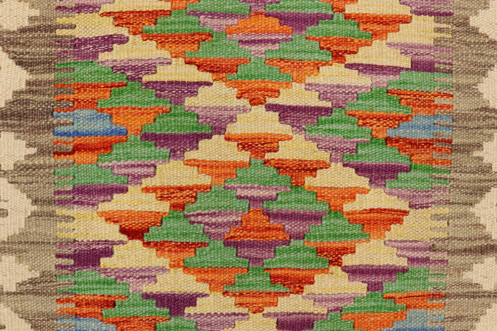 handmade Geometric Kilim Gray Beige Hand-Woven RECTANGLE 100% WOOL area rug 2' x 3'
