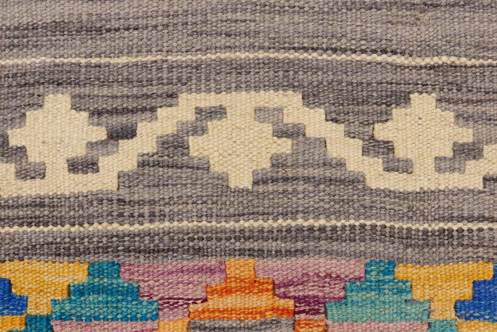 handmade Geometric Kilim Gray Beige Hand-Woven RECTANGLE 100% WOOL area rug 2' x 3'