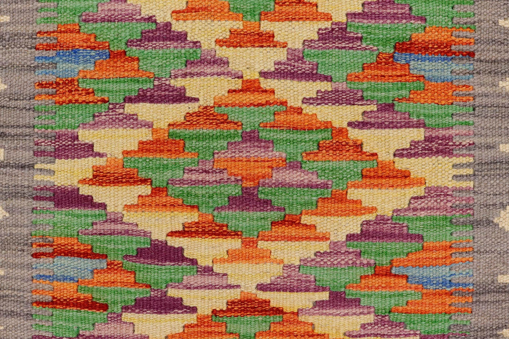 handmade Geometric Kilim Gray Beige Hand-Woven RECTANGLE 100% WOOL area rug 2' x 3'