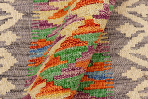 handmade Geometric Kilim Gray Beige Hand-Woven RECTANGLE 100% WOOL area rug 2' x 3'
