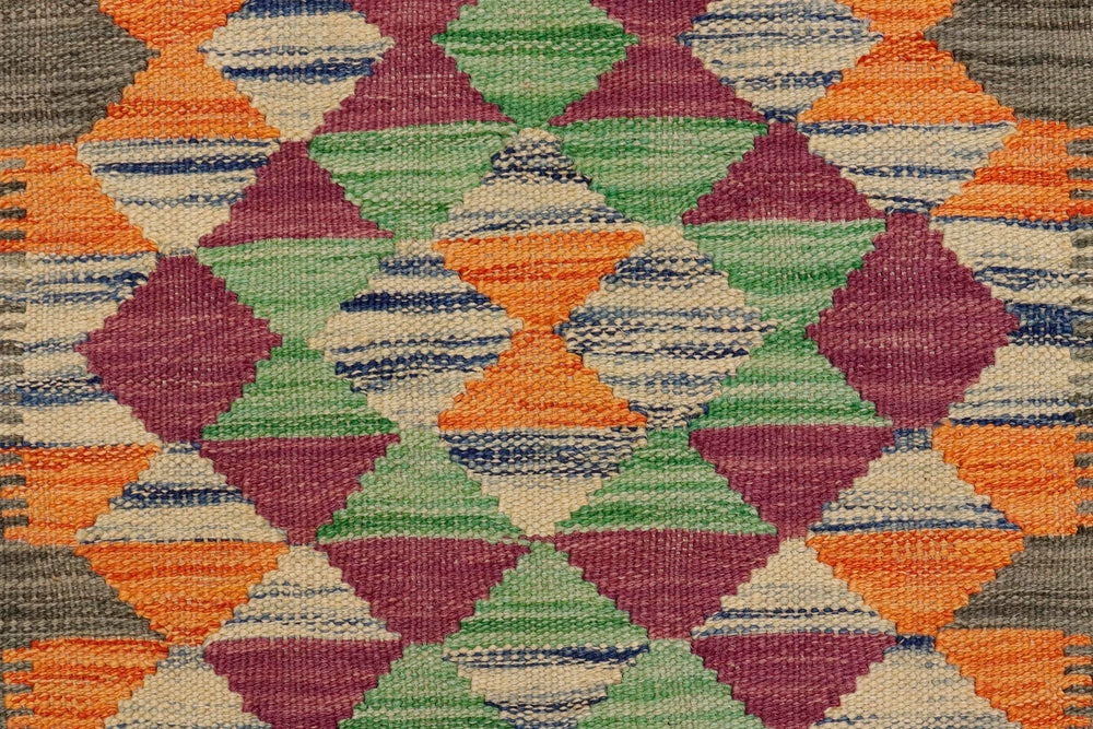 handmade Geometric Kilim Gray Beige Hand-Woven RECTANGLE 100% WOOL area rug 2' x 3'