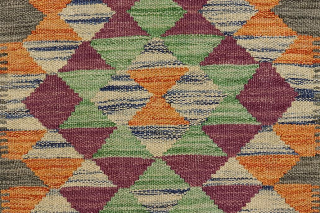 Flat Weave Kilim Antique Navaho Vintage handmade Geometric Kilim Gray Beige Hand-Woven Rectangle 100% Wool Area Rug 2x3 