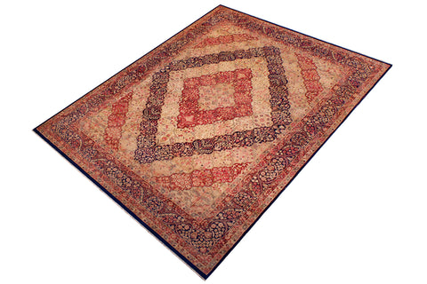 handmade Traditional Compartment Blue Blue Hand Knotted RECTANGLE 100% WOOL area rug 9x12
