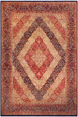 Traditional Compartment Cherie Blue Blue Hand Knotted Area rugs 9 x 12