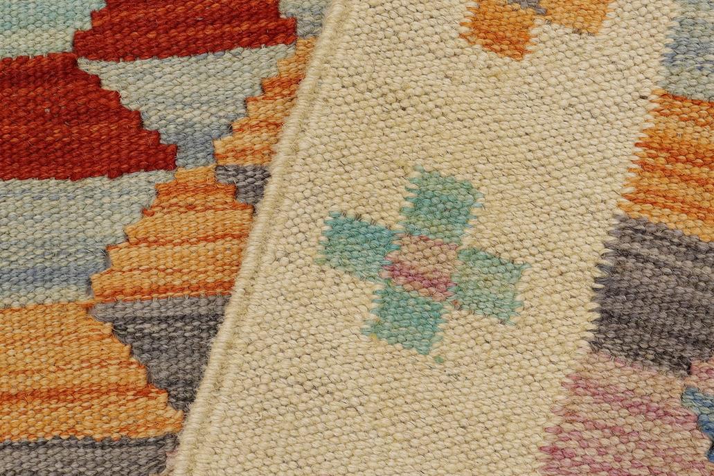 Flat Weave Kilim Antique Navaho Vintage handmade Geometric Kilim Beige Red Hand-Woven Rectangle 100% Wool Area Rug 2x3 