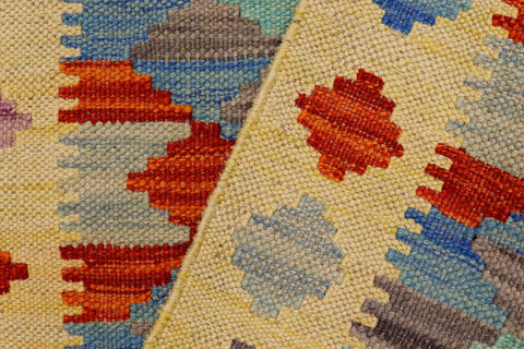 handmade Geometric Kilim Gold Rust Hand-Woven RECTANGLE 100% WOOL area rug 2' x 3'