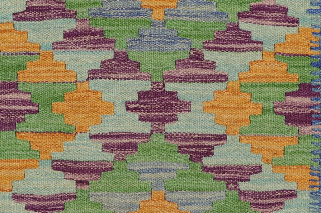 Flat Weave Kilim Antique Navaho Vintage handmade Geometric Kilim Blue Gold Hand-Woven Rectangle 100% Wool Area Rug 2x3 