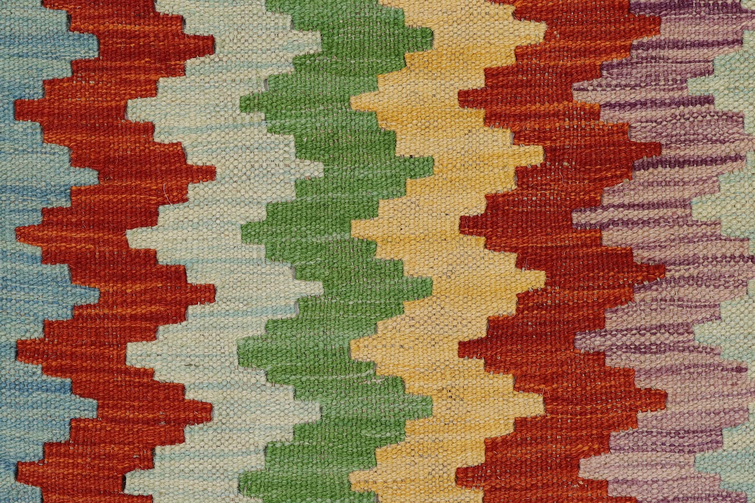 handmade Modern Kilim Rust Blue Hand-Woven RECTANGLE 100% WOOL area rug 2x3