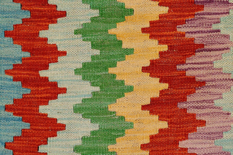 handmade Modern Kilim Rust Blue Hand-Woven RECTANGLE 100% WOOL area rug 2x3