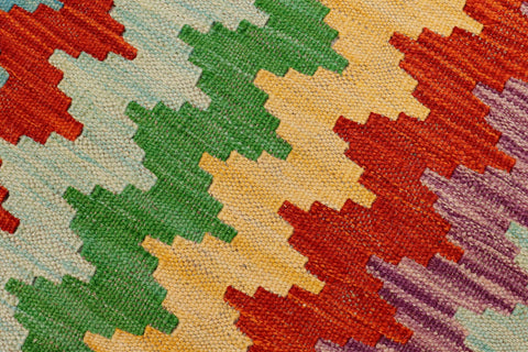 handmade Modern Kilim Rust Blue Hand-Woven RECTANGLE 100% WOOL area rug 2x3