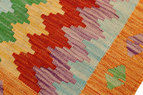 handmade Modern Kilim Rust Blue Hand-Woven RECTANGLE 100% WOOL area rug 2x3