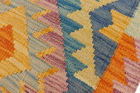handmade Geometric Kilim Purple Beige Hand-Woven RECTANGLE 100% WOOL area rug 2' x 3'