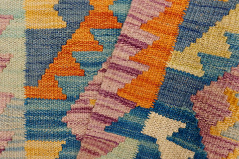 handmade Geometric Kilim Purple Beige Hand-Woven RECTANGLE 100% WOOL area rug 2' x 3'
