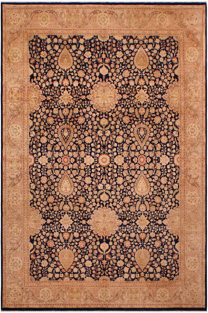 Traditional Sultanabad Jewell Blue Tan Hand Knotted Area rugs 9 x 12