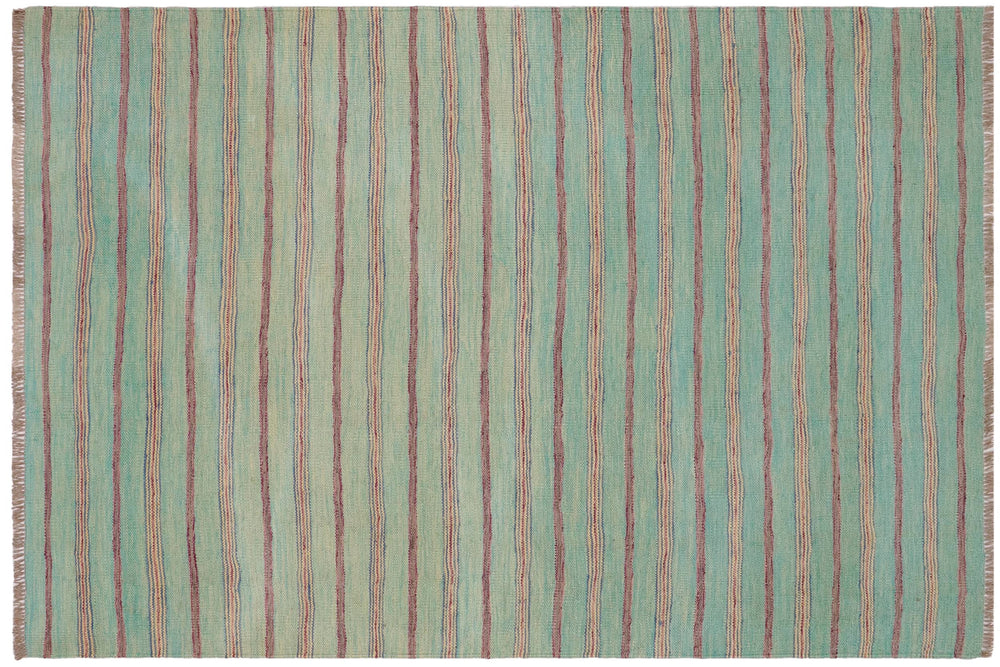 handmade Modern Kilim Blue Purple Hand-Woven RECTANGLE 100% WOOL area rug 5x7