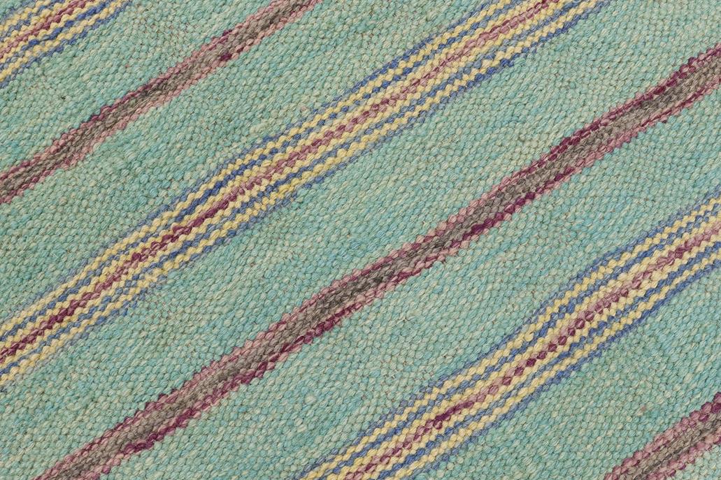 Flat Weave Kilim Antique Navaho Vintage handmade Modern Kilim Blue Purple Hand-Woven Rectangle 100% Wool Area Rug 5x7 