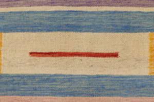 handmade Modern Kilim Blue Beige Hand-Woven RECTANGLE 100% WOOL area rug 4x6