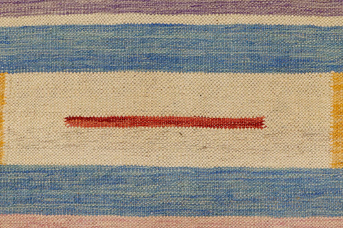 handmade Modern Kilim Blue Beige Hand-Woven RECTANGLE 100% WOOL area rug 4x6