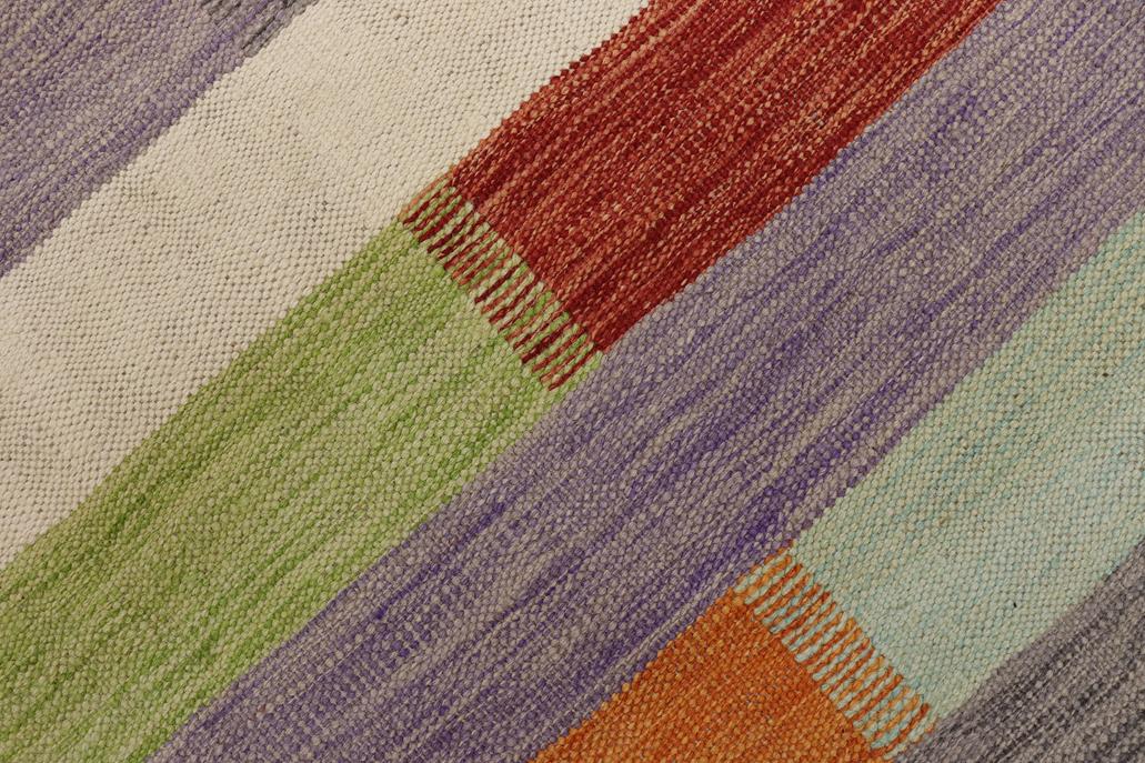 Flat Weave Kilim Antique Navaho Vintage handmade Modern Kilim Beige Gray Hand-Woven Rectangle 100% Wool Area Rug 3x5 