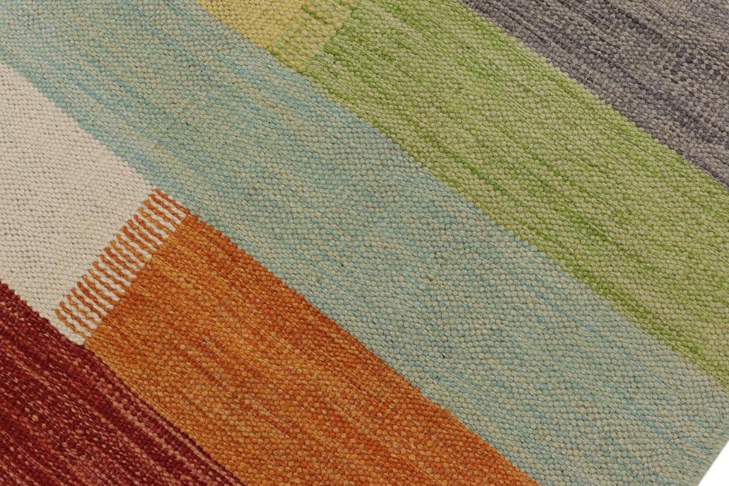 Flat Weave Kilim Antique Navaho Vintage handmade Modern Kilim Beige Gray Hand-Woven Rectangle 100% Wool Area Rug 3x5 