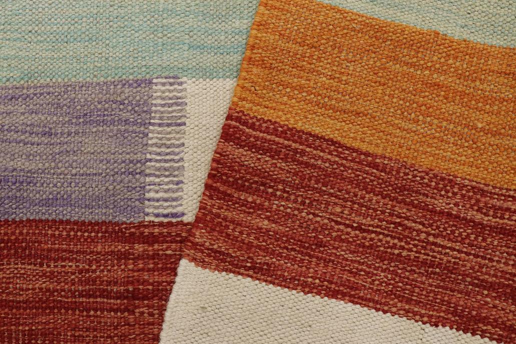 Flat Weave Kilim Antique Navaho Vintage handmade Modern Kilim Beige Gray Hand-Woven Rectangle 100% Wool Area Rug 3x5 