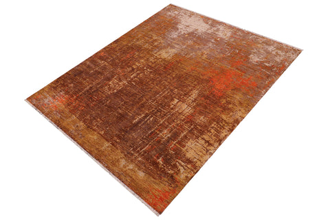 handmade Modern Modern Rust Gold Hand Knotted RECTANGLE WOOL&SILK area rug 8' x 10'