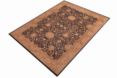 handmade Transitional Sultanabad Blue Tan Hand Knotted RECTANGLE 100% WOOL area rug 9x12