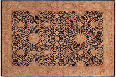 handmade Transitional Sultanabad Blue Tan Hand Knotted RECTANGLE 100% WOOL area rug 9x12