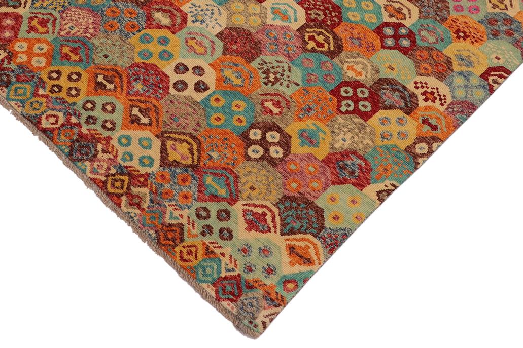 handmade Modern Balouchi Red Blue Hand Knotted RECTANGLE 100% WOOL area rug 7x10