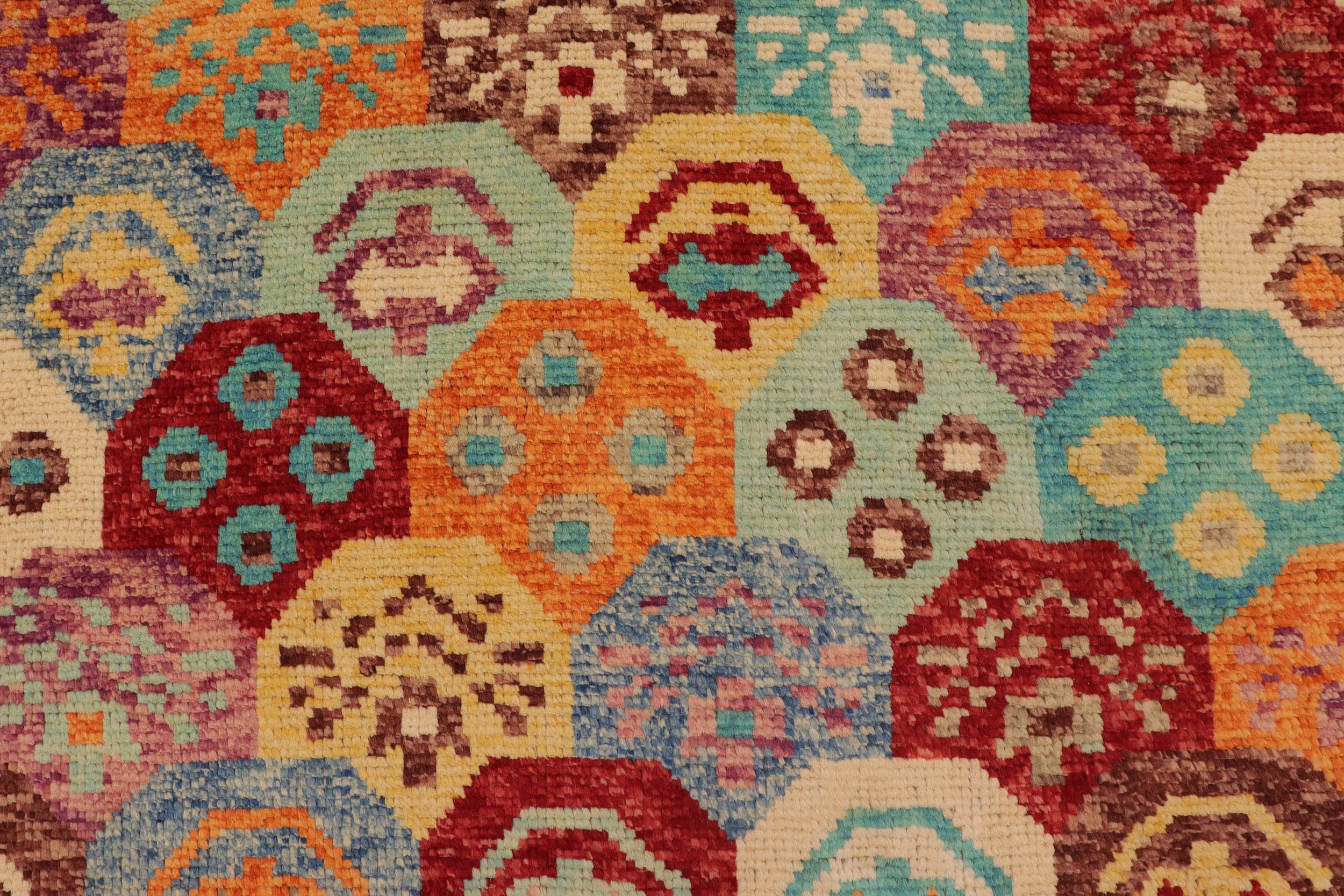 handmade Modern Balouchi Red Blue Hand Knotted RECTANGLE 100% WOOL area rug 7x10