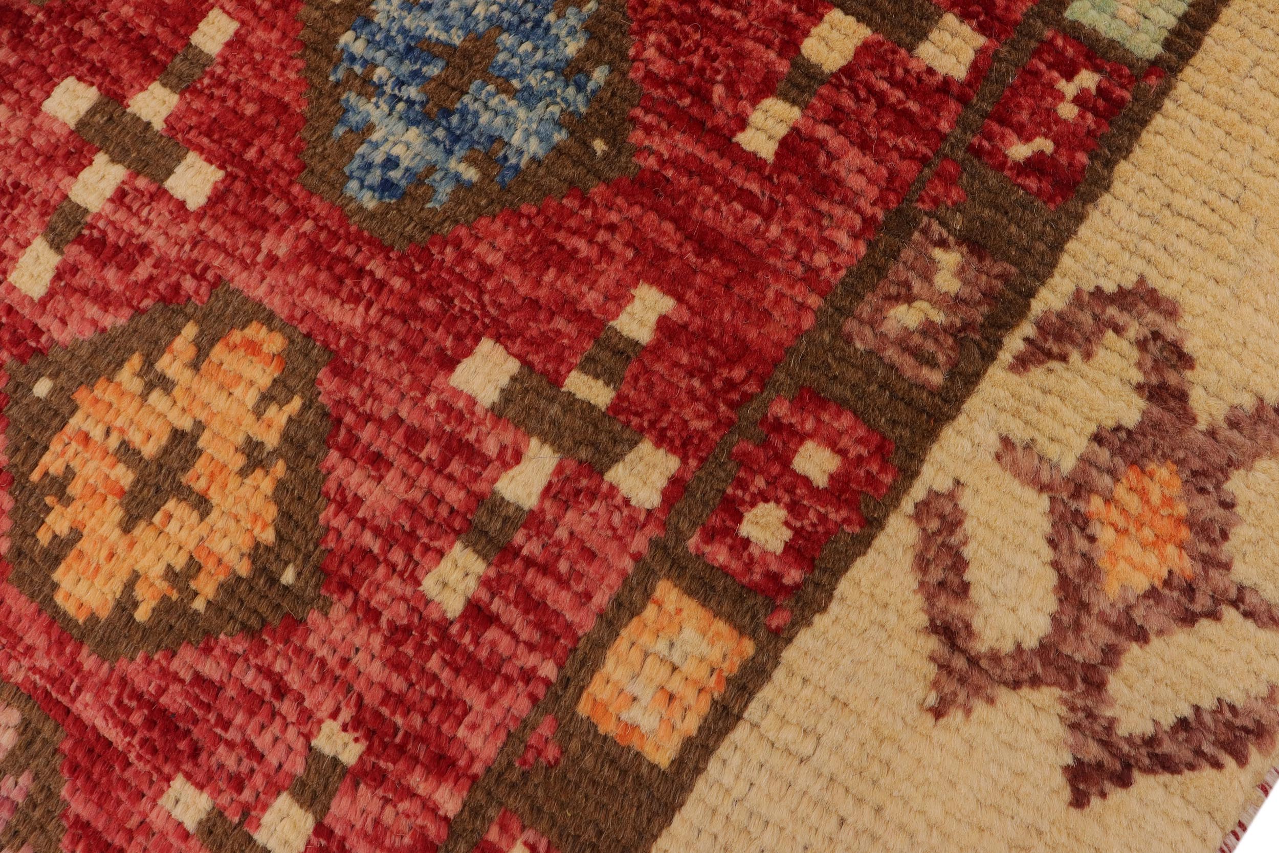 handmade Modern Balouchi Red Beige Hand Knotted RECTANGLE 100% WOOL area rug 7x10
