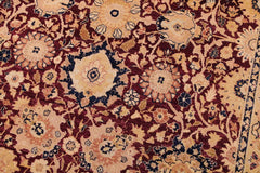 Semi-Antique Tabriz Fay Maroon/Tan Wool Rug - 8'11'' x 12'0''