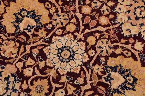 handmade Transitional Tabriz Maroon Tan Hand Knotted RECTANGLE 100% WOOL area rug 9 x 12