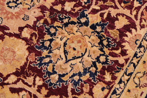 handmade Transitional Tabriz Maroon Tan Hand Knotted RECTANGLE 100% WOOL area rug 9 x 12