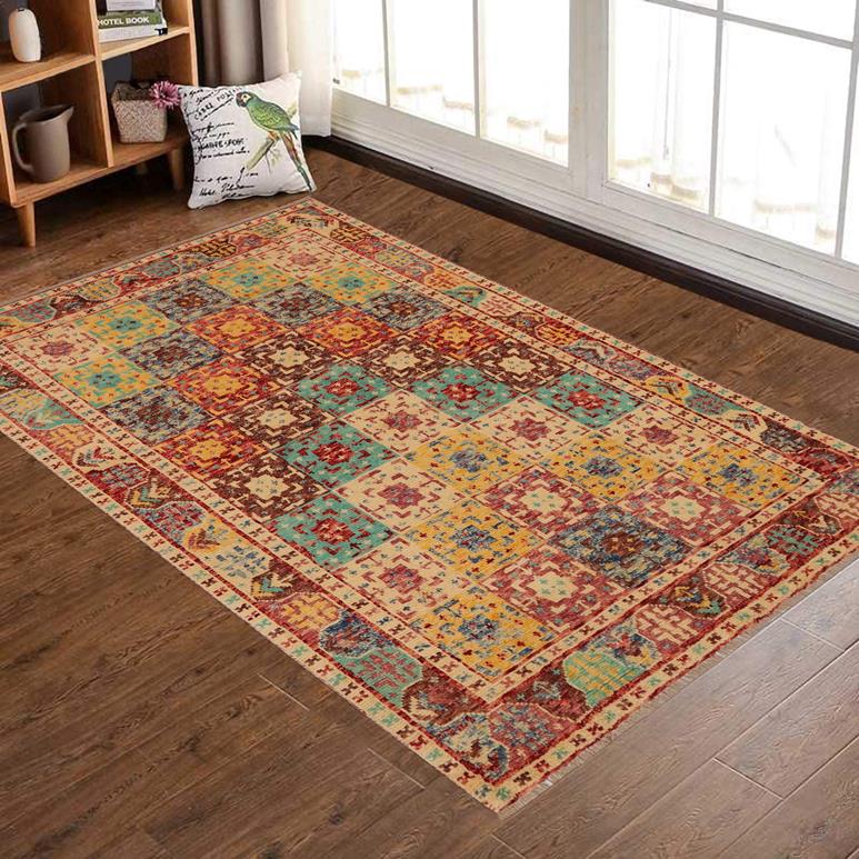 handmade Geometric Balouchi Red Beige Hand Knotted RECTANGLE 100% WOOL area rug 4x6