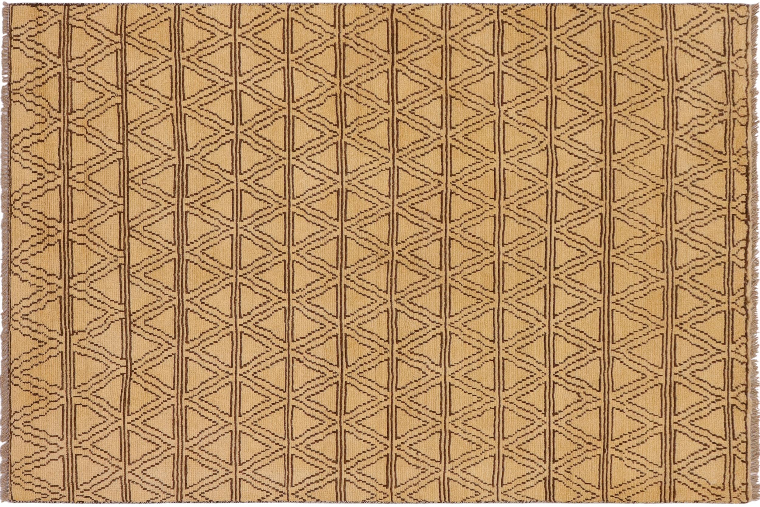 handmade Modern Balouchi Beige Brown Hand Knotted RECTANGLE 100% WOOL area rug 4x6