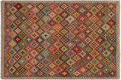 handmade Modern Balouchi Gray Red Hand Knotted RECTANGLE 100% WOOL area rug 5x7