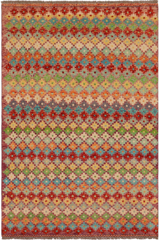 Eclectic Balochi Malik Rust/Blue Wool Rug - 4'6''X7'11''
