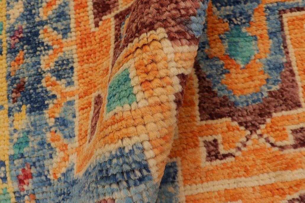 handmade Geometric Balouchi Blue Beige Hand Knotted RECTANGLE 100% WOOL area rug 4x6