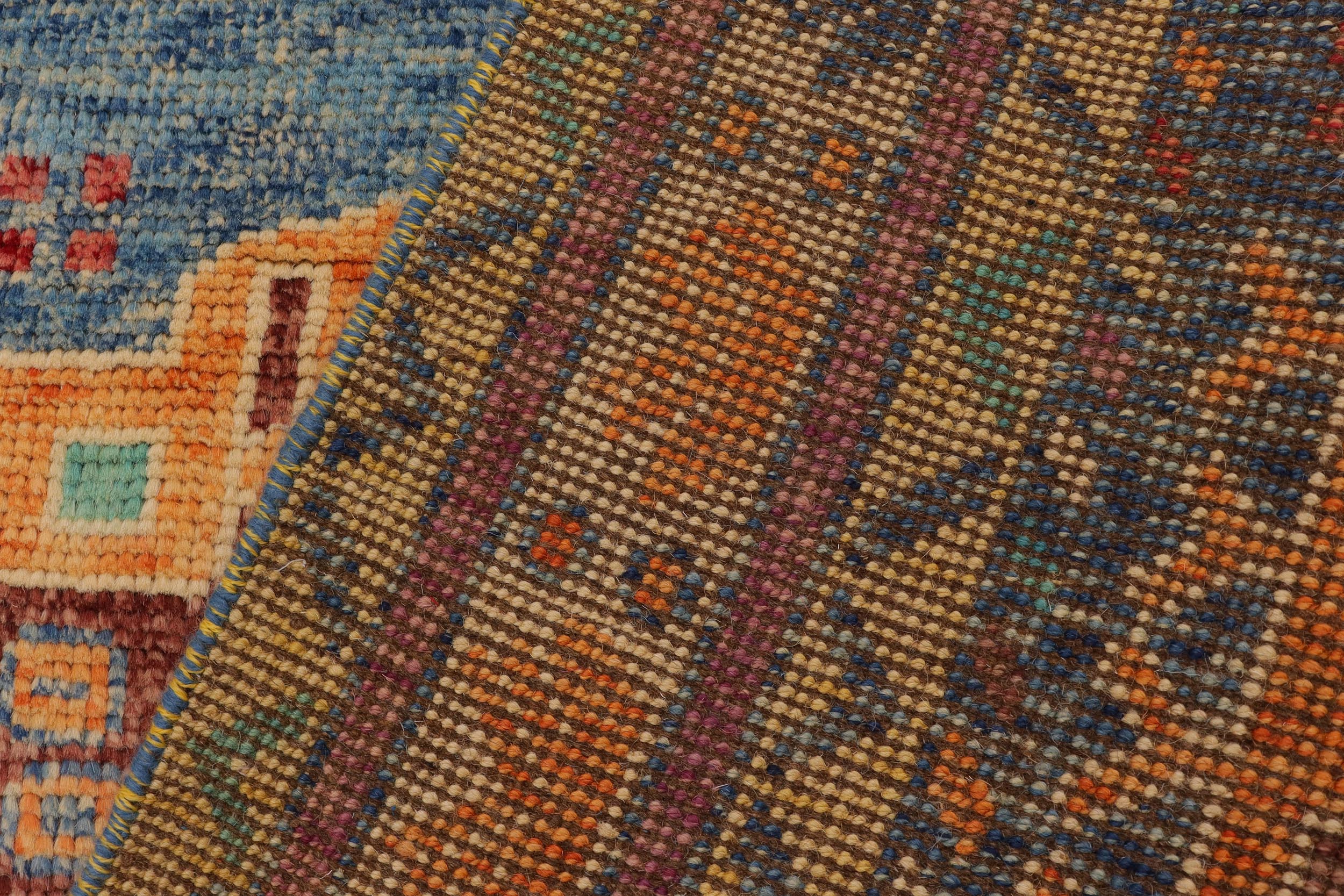 handmade Geometric Balouchi Blue Beige Hand Knotted RECTANGLE 100% WOOL area rug 4x6