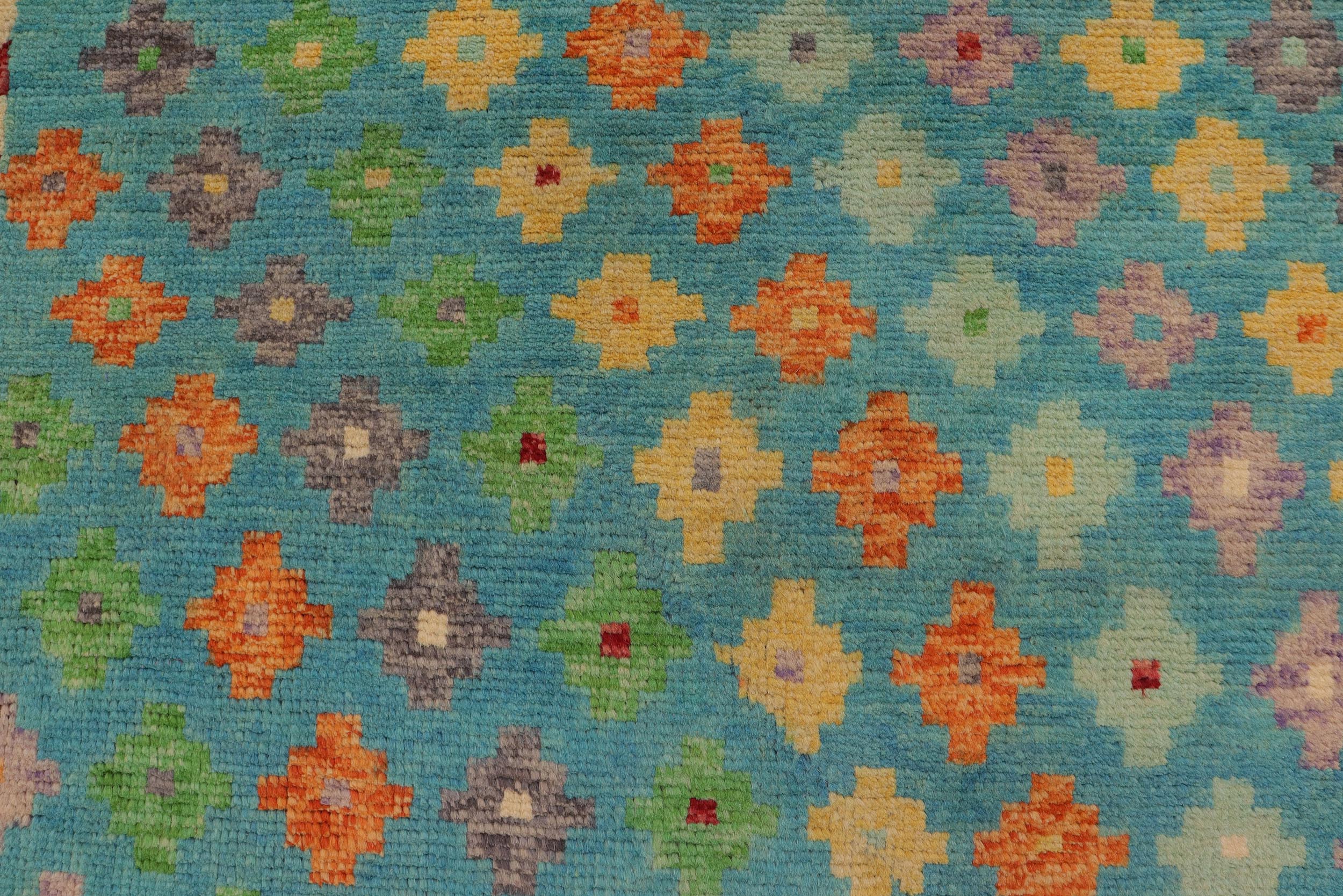 handmade Modern Balouchi Blue Beige Hand Knotted RECTANGLE 100% WOOL area rug 4x6