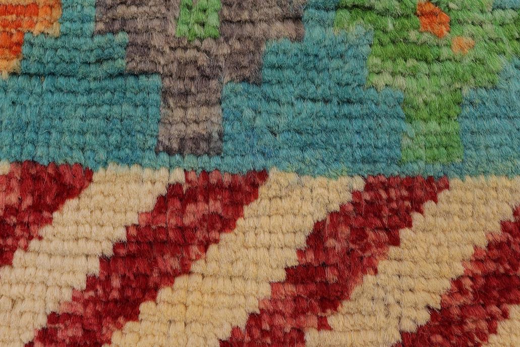 handmade Modern Balouchi Blue Beige Hand Knotted RECTANGLE 100% WOOL area rug 4x6