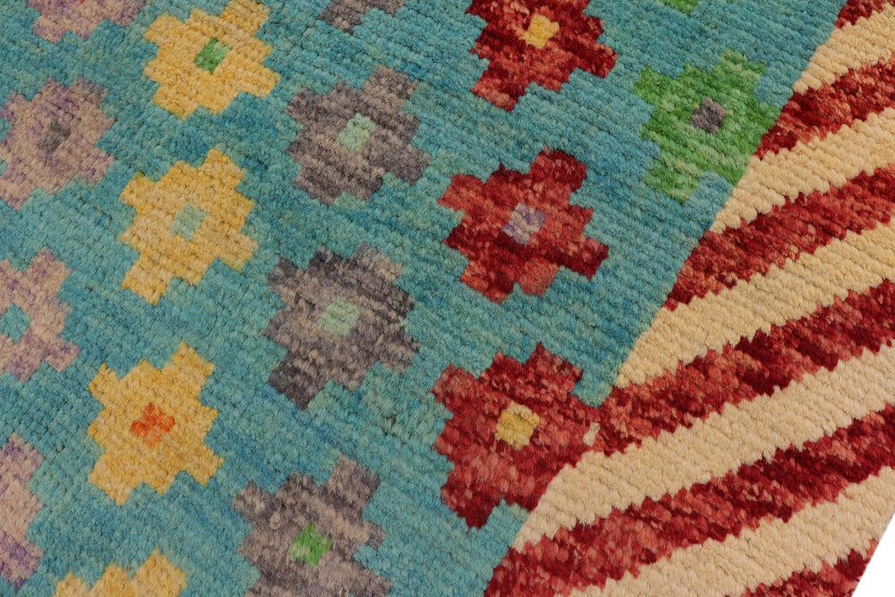 handmade Modern Balouchi Blue Beige Hand Knotted RECTANGLE 100% WOOL area rug 4x6