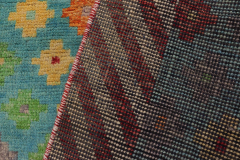 handmade Modern Balouchi Blue Beige Hand Knotted RECTANGLE 100% WOOL area rug 4x6