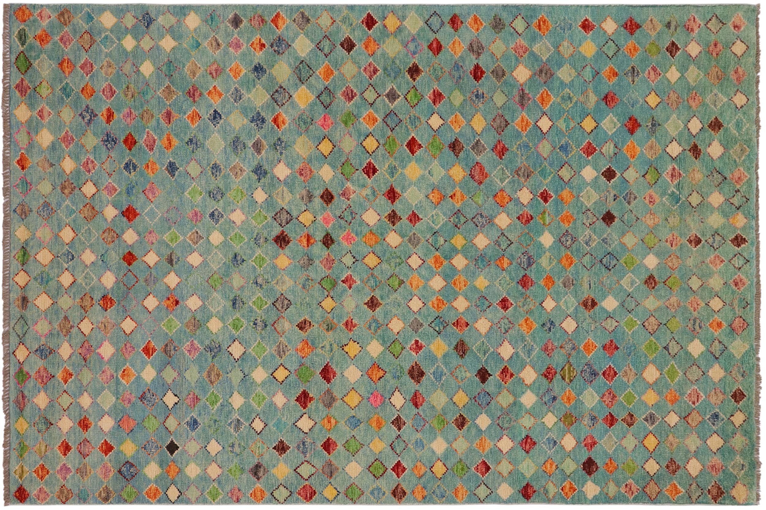 handmade Modern Balouchi Blue Rust Hand Knotted RECTANGLE 100% WOOL area rug 5x8