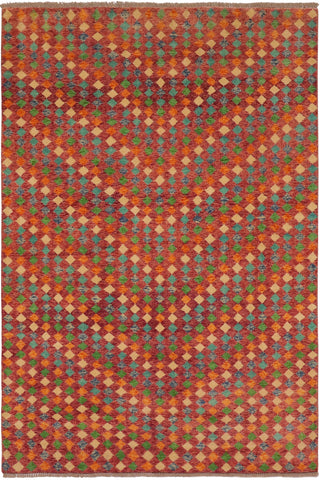 Contemporary Balochi Evelin Magenta/Blue Wool Rug - 5'1''X8'4''